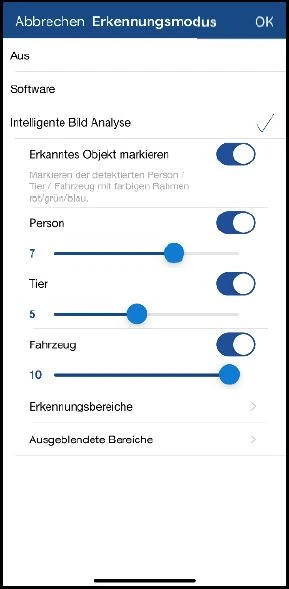 Einstellungen zur Objektunterscheidung © ABUS Einstellungen zur Objektunterscheidung © ABUS