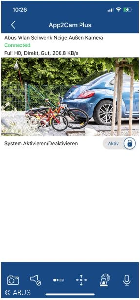 Liveansicht der App2Cam Plus kennenlernen © ABUS Liveansicht der App2Cam Plus kennenlernen © ABUS