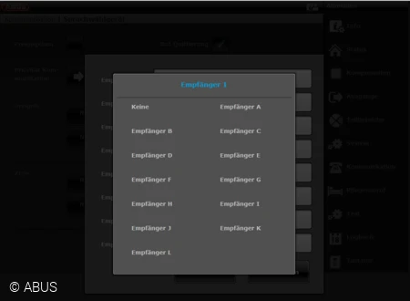 Festlegen der Empf&auml;nger der Sprachnachrichten  &copy; ABUS