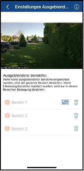 Bereiche ohne Bewegungserkennung - ausgeblendete Bereiche © ABUS Bereiche ohne Bewegungserkennung - ausgeblendete Bereiche © ABUS