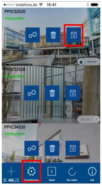 App2Cam Plus - Speicher aufrufen © ABUS App2Cam Plus - Speicher aufrufen © ABUS