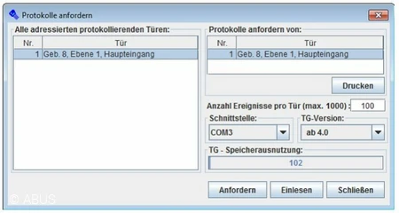 Protokolle per Transferger&auml;t auslesen &copy; ABUS